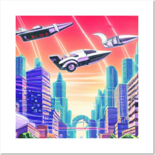 Retro futuristic City Posters and Art